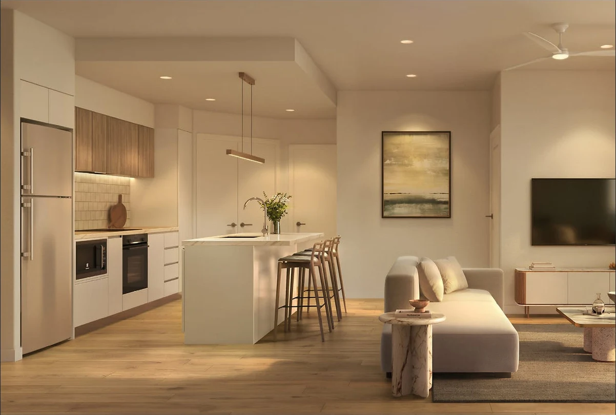 Elysian open-plan living — artist impression